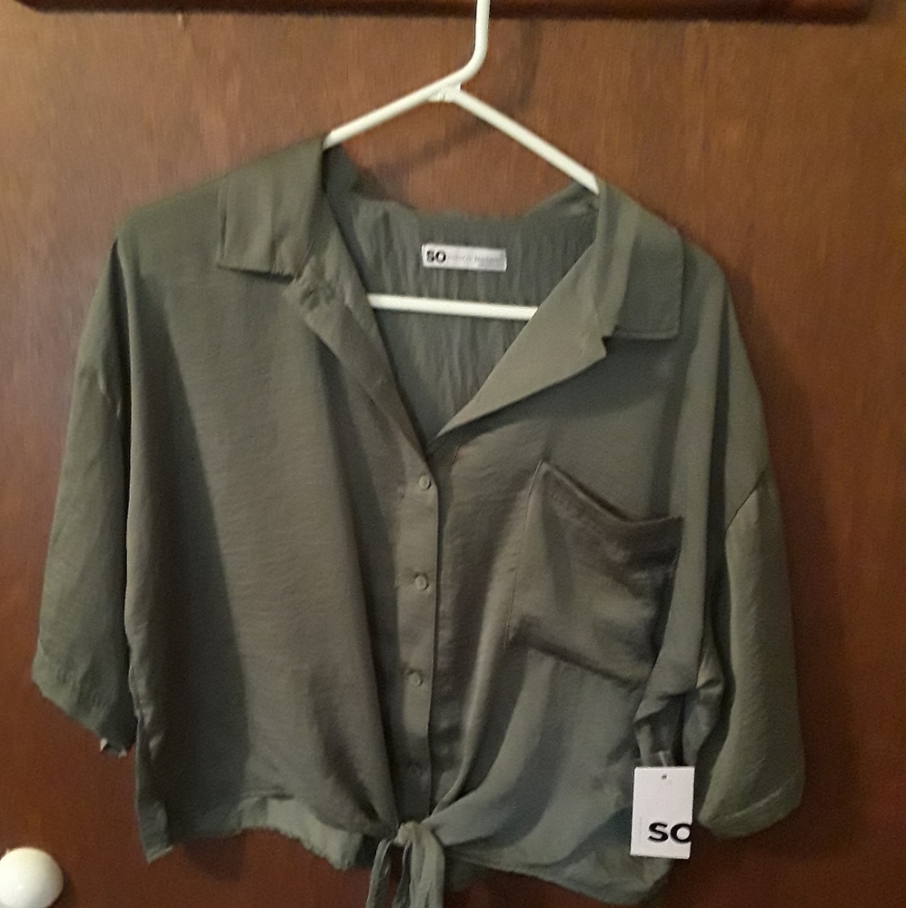 Women's/Juniors Tie front Silky Crop top